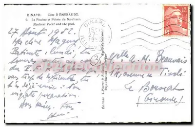 Dinard, Costa da Esmeralda — A piscina e Ponta do Moulinet — Edições L. Pierrot & P. Galtier — Verso