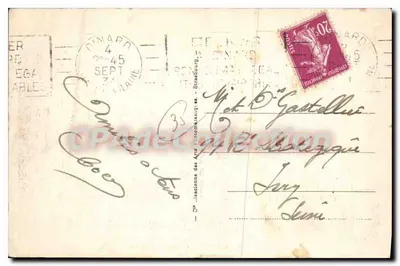 Dinard - Plaża Ecluse — widok panoramiczny z parą na pierwszym planie — wydawca 'A. P. A.' nr 72 — Rewers