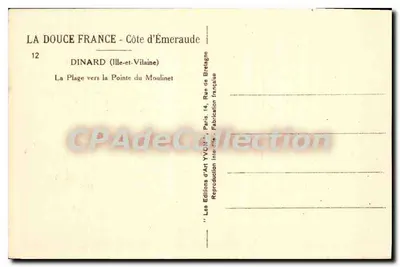 Dinard — La Playa hacia la Punta del Molino — Ediciones de Arte Yvcon, París — Reverso