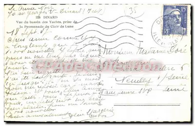 Widok basenu jachtowego w Dinard — widok z Promenady Clair de Lune — Réal Photo — Rewers