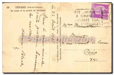 Dinard (Ille-et-Vilaine) — Plaża i punkt Moulinet — Wydawnictwo Sztuki YON — Rewers