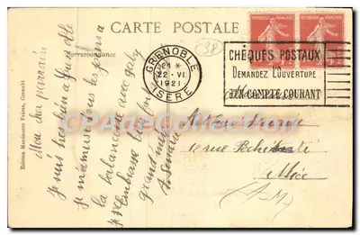 Grenoble — Correspondência familiar — Edição Martinotto Frères, Grenoble — Verso