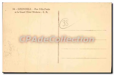 Grenoble - Rua Félix-Poulat e o Grand Hôtel Moderne — E. R. n°34 — Verso