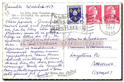 Grenoble — Ogólny widok — Łańcuch Alp — Wydawnictwo Art Grenoble — Rewers