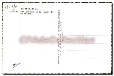 Grenoble (Isère) — Vista geral e a cadeia de Belledonne — Éditions André LECONTE — Verso