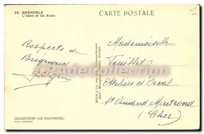 Grenoble — L'Isère i Alpy — wydawca BRAUN & Cie, Grenoble, n°35 — Rewers