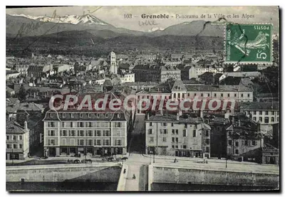 Grenoble — Panorama miasta i Alp — Wydawca C. Bertero, n°103