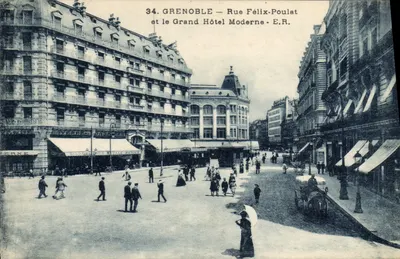 Grenoble — Rue Félix-Poulat i Grand Hôtel Moderne — E.R.