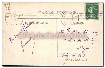 Grenoble — Os Quais e a Cadeia dos Alpes — Editor não identificado, número de série 862 — Verso