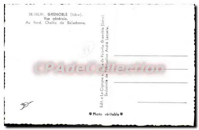 Grenoble (Isère) — Ogólny widok. W tle, łańcuch Belledonne — Foto Patanka, Grenoble — Rewers