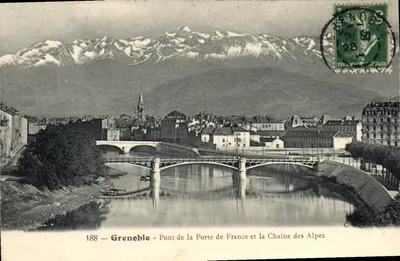 Grenoble — Most Porte de France i łańcuch Alp — C. B., Grenoble