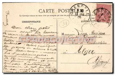 Grenoble — Ponte suspensa sobre a Isère e Palácio de Justiça — editor L. P. Grenoble, n° 148 — Verso