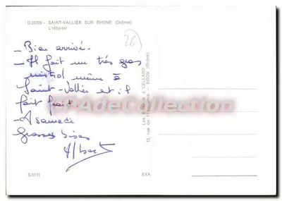 Saint-Vallier-sur-Rhône — A Vista do Hospital — Editores J. Cellard — Verso