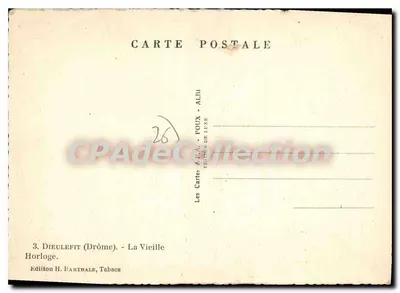 Dieulefit (Drôme) — La Vecchia Orologia — Edizione H. Harthale, Tabacs — Verso