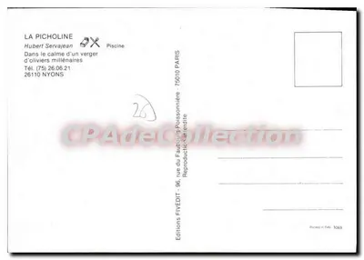La Picholine — piscina cercada por oliveiras milenares — Éditions FIVÉDIT — Verso