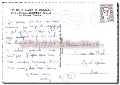Buis-les-Baronnies — Szkoła — Wydawca 'Les Belles Images de Provence' n°26 — Rewers