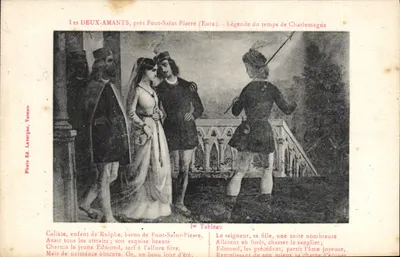 Os Dois Amantes, perto de Pont-Saint-Pierre (Eure) — Lenda do tempo de Carlos Magno — Foto Ed. Latergue, Yonne