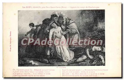 Os Dois Amantes, perto de Pont-Saint-Pierre (Eure) — Lenda do tempo de Carlos Magno — Impressor: Lavergne, Vernon
