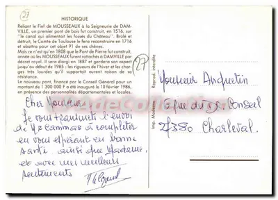 Damville — O novo ponte 1986 — Amicale Philatélique da Região de Damville — Verso