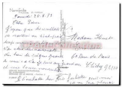 Centrum medyczno-chirurgiczne Normandii — Pawilon 3 — Éditions Hachette — Rewers