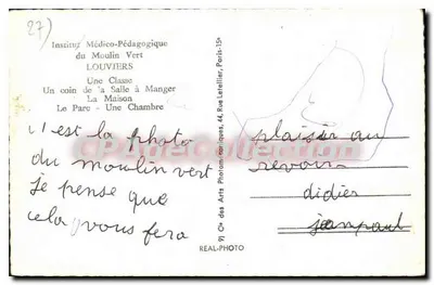 Instytut Medyczno-Pedagogiczny Moulin Vert — Louviers — Spółka Sztuki Fotomechanicznej — Rewers
