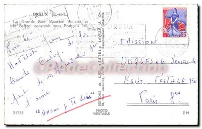 A Grande Rue em Dreux — com o Sino — Editor Estel, n°21738 — Verso