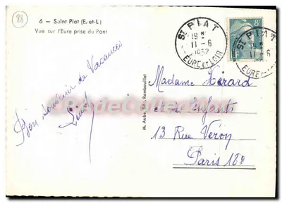 Saint-Piat (Eure-et-Loir) — Widok na rzekę Eure z mostu — Stara pocztówka — Rewers