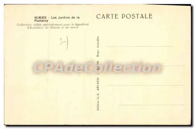 Nîmes - I Giardini della Fontaine — Edizione G.-L. Arlaud, Lione — Verso