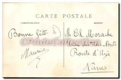 Nîmes - Square Antonin — estátua central, edifícios e árvores — P. Ruat, editor, Marselha, n° 4798 — Verso