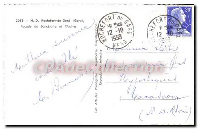 N.-D. Rochefort-du-Gard — Facha do Santuário e Torre da Igreja — CPAdeCollection — Verso