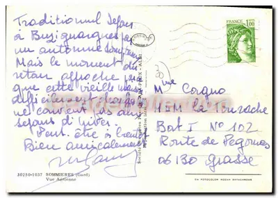 Sommieres — Luchtfoto — Société des Cartes Postales d'Albi — Achterkant