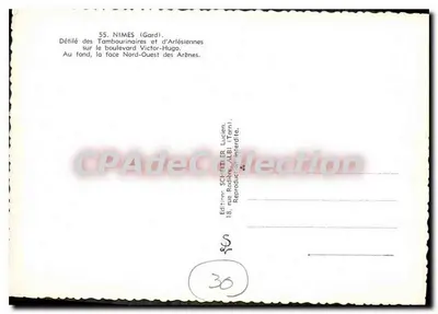 Nîmes (Gard) — Desfile dos Tamborineiros e das Arlésiennes no Boulevard Victor-Hugo — Edição SCHFETTER, ALBI (Tarn) — Verso