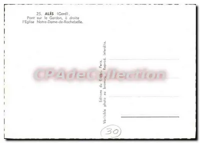 Alès (Gard) — Most nad Gardonem, po prawej stronie katedra Najświętszej Maryi Panny Rochebelle — Wydawnictwo Grébo, Paryż — Rewers