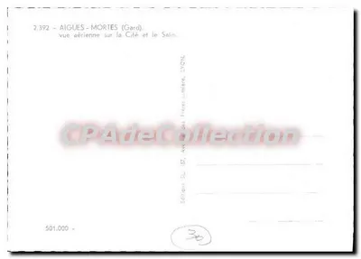 AIGUES-MORTES (GARD) — 시티와 살린 위의 항공 사진 — Éditions Lumière, Lyon — 뒷면
