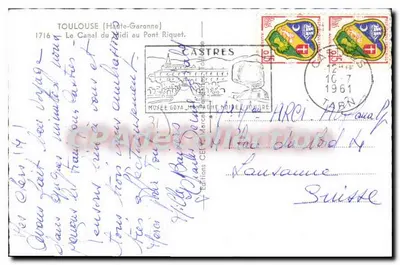 Toulouse — El Canal del Midi en el Puente Riquet — Ediciones Cely — Reverso