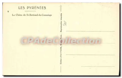 Het Cloister van Sint-Bertrand-de-Comminges — De Pyreneeën — Artistieke uitgave YVON, Parijs — Achterkant