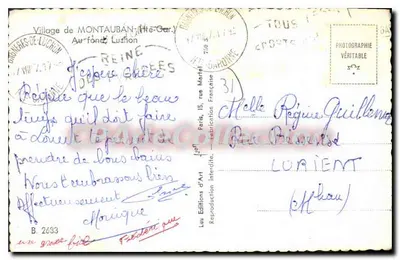 Montauban (Hérault) — widok panoramiczny wsi i gór — Les Éditions d'Art — Rewers