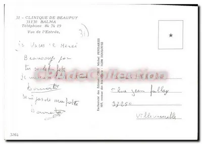 Clínica de Beaupuy — Vista da entrada — Edições CELY — Verso