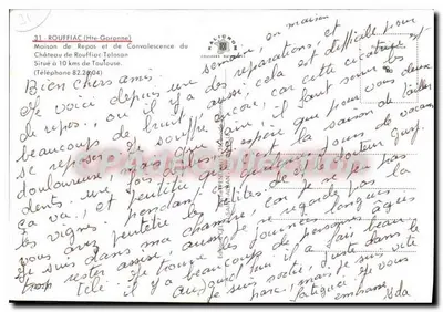 Casa de Repouso e Convalescência do Castelo de Rouffiac - Tolosan — editor CELY — Verso