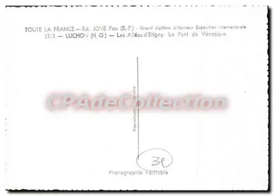 As Avenidas de Eligny — Luchon — Ed. JOVE Pau (B.P.) n°2151 — Verso