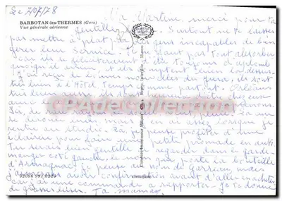 Barbotan-les-Thermes (Gers) — algemeen luchtfoto-overzicht — uitgever Pinq — Achterkant