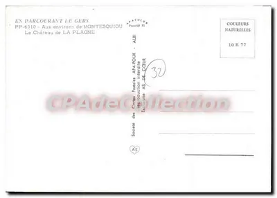 Castelo de La Plagne — Nas proximidades de Montesquieu — Sociedade das Cartas Postais APA-ROUX — Verso