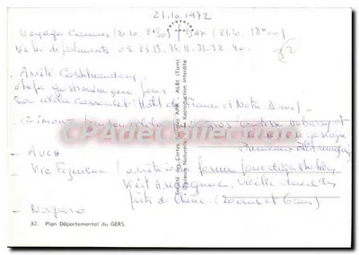 Gers — Carte postale touristique illustrée — Société des Cartes Naturelles du Gers, n°32 — Verso