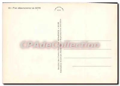 Gers — Antieke ansichtkaart met kaart van het departement en historische figuren — Sociale van Antieke Ansichtkaarten AFA-POUX — Achterkant