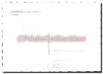 Porta de Barbotan-les-Thermes — entrada monumental com relógio — editor M.Y.S. n°32 — Verso