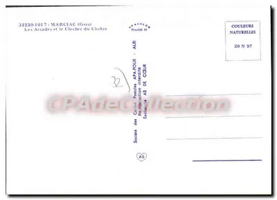 Marciac (Gers) — As Arcadas e o Sintral do Mosteiro — Société des Cartes Postales APA-POUX — Verso