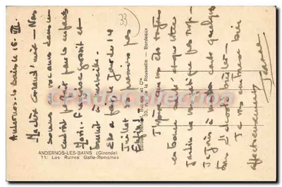 Andernos-les-Bains — As Ruínas Galo-Romanas — Edição Renard Buraud et Cie — Verso