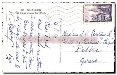 Arcachon — Plaża przed hotelami — Wydawnictwo Art FLOR — Rewers