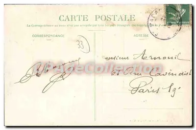 Saint-Macaire (Gironde) — Wejście i Wieża Kościoła Rzymskokatolickiego — Bromotyp Gautreau, Laugon (Gironde) — Rewers