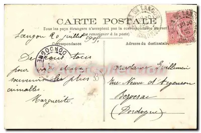 Langon — Wszechstronne most na Garonne — druk J. Roumazelle, wyd. Langon — Rewers